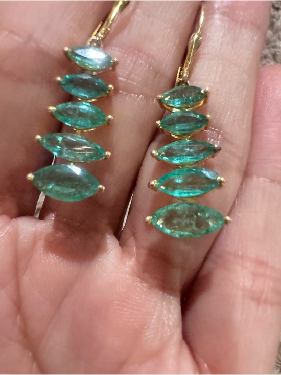 Jewelry - Certified 14K Natural Emerald Dangle Earrings 4.08 CTW Marquise Cut Leverback